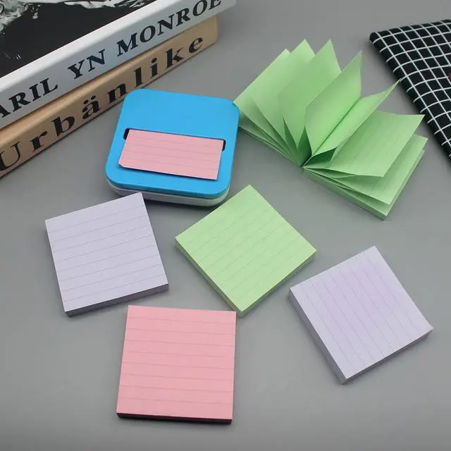 Alt view image 5 of 7 - Lined Pop Up Sticky Note 3x3 inch, 6 Pack Accodian Stlye Self-Sticky Notes with Lines, Light Green Pink Purple Color, 100 Sheet/Pad Easy Post