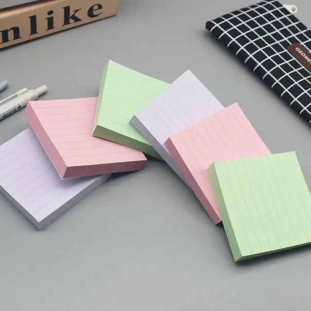 Alt view image 4 of 7 - Lined Pop Up Sticky Note 3x3 inch, 6 Pack Accodian Stlye Self-Sticky Notes with Lines, Light Green Pink Purple Color, 100 Sheet/Pad Easy Post