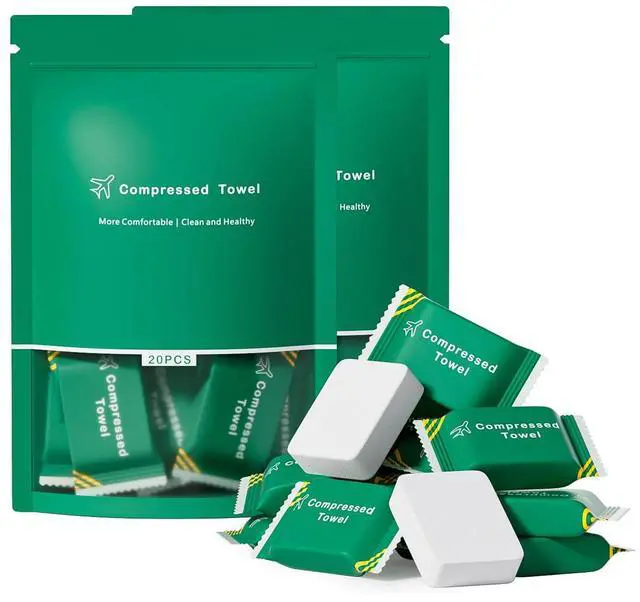 Main image of Disposable Compressed Towel Tablets, Disposable Face Towels, Compressed Camping Towel Hand Wipe Portable Washcloth, Portable Compressed Coin Tissue for Travel Home and Outdoor Hiking 40 PCS