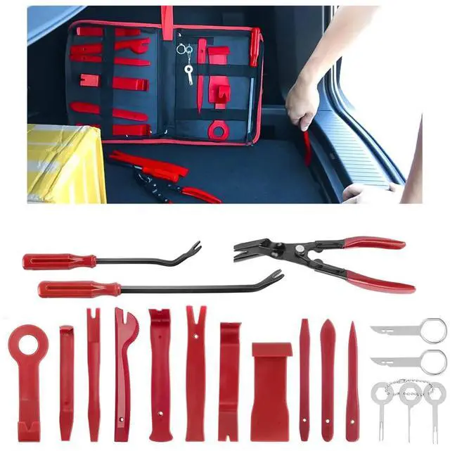 Main image of 19PCS Auto Trim Removal Tool Kit, Car Panel Fastener Clips Removal Audio Trim Removal Pry Tool Set for Dash/Door/Stereo/Radio with Storage Bag