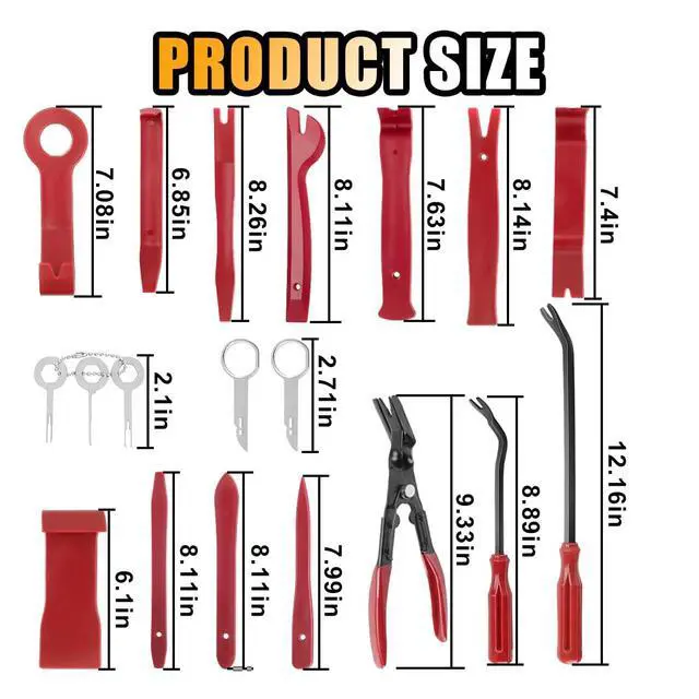 Alt view image 2 of 7 - 19PCS Auto Trim Removal Tool Kit, Car Panel Fastener Clips Removal Audio Trim Removal Pry Tool Set for Dash/Door/Stereo/Radio with Storage Bag