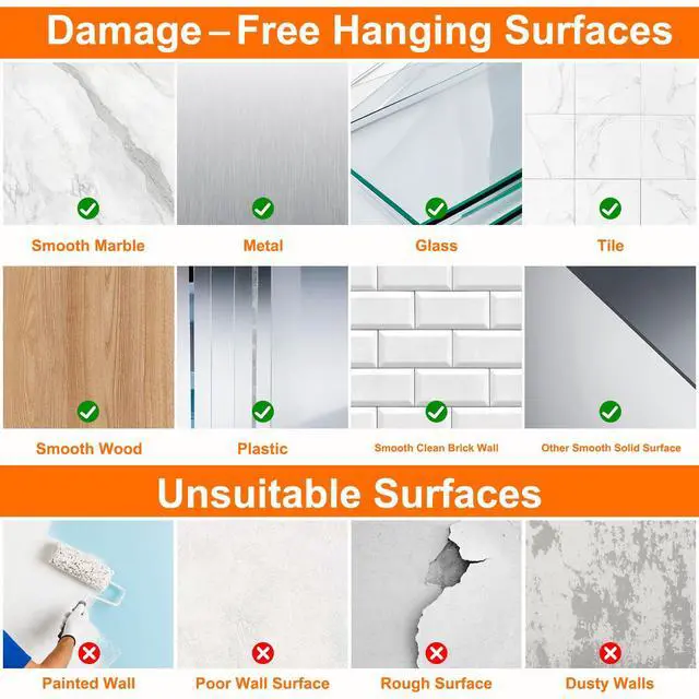 Alt view image 6 of 7 - Heavy Duty Adhesive Hooks for Hanging 50lb(Max) Black Wall Hooks with Strong Sticky,No Damage Removable Hook Waterproof & Reusable for Bathroom, Kitchen, Shower, Outdoor Decor -8 Pack