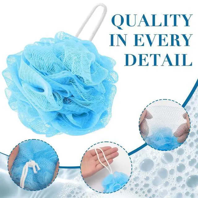 Alt view image 5 of 7 - 20 Pack Mini Loofah Sponge for Shower, Travel Size Bath Sponges Mesh Shower Puff Bath Pouf with Hanging Loop, Body Scrubber for Kids Women Men, 5 Colors Bath Sponges for Shower (20g)