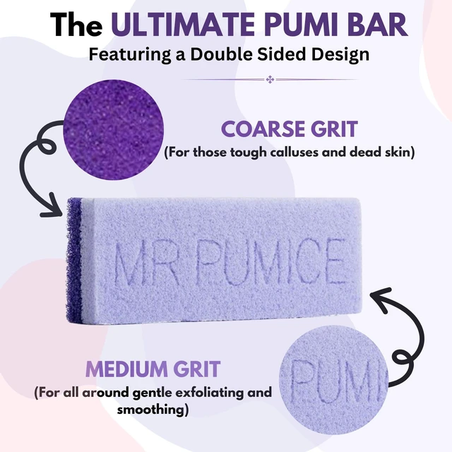 Alt view image 2 of 7 - Ultimate PUMI Bar 2-in-1 Dual Grit (Medium + Coarse) Callus Remover, Pedicure Stone & Ped File Scrubber for Smooth Feet and Heels (4 Pack)