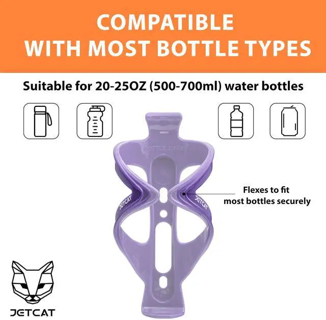 Alt view image 4 of 6 - Bike Water Bottle Holder Bike Cup Holder & Bike Water Bottle Cage for Bicycle, MTB, Mountain, Gravel, Road, eBike | Adult/Kids, Carbon Fiber Biking Accessories Purple