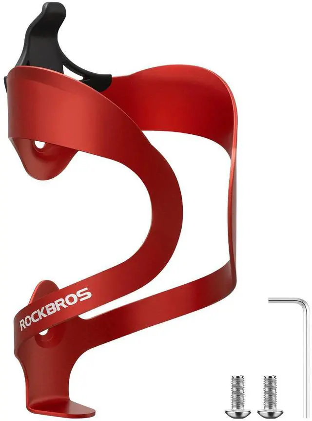 Main image of Bike Water Bottle Holder Lightweight Sturdy Alloy Aluminum Bicycle Drink Cup Cage with Screws Tool Brackets Water Bottle Holder for Bike Ebike MTB Road Mountain Bikes...Red
