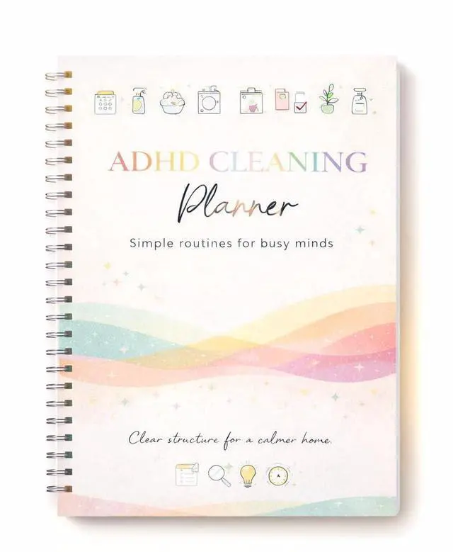 Main image of ADHD Cleaning Planner Durable Laminated Cover, ADHD Cleaning Planner for Adults, Cleaning Schedule Planner, Daily & Weekly To-Do List, Routine System