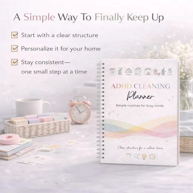 Alt view image 5 of 7 - ADHD Cleaning Planner Durable Laminated Cover, ADHD Cleaning Planner for Adults, Cleaning Schedule Planner, Daily & Weekly To-Do List, Routine System