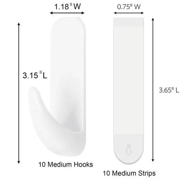 Alt view image 2 of 7 - Wall Hooks for Hanging 10 Large Hooks, Heavy Duty Wall Hooks with 10 Strips, Damage Free Adhesive Hooks for Key Holder, Coat, Door, Shower Hanging