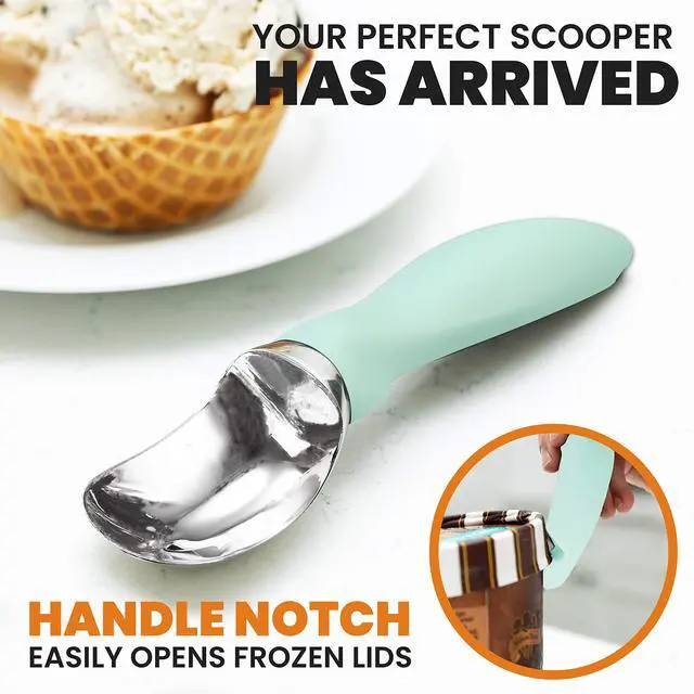 Alt view image 4 of 7 - Stainless Steel Ice Cream Scoop with Soft Grip Handle, Mint