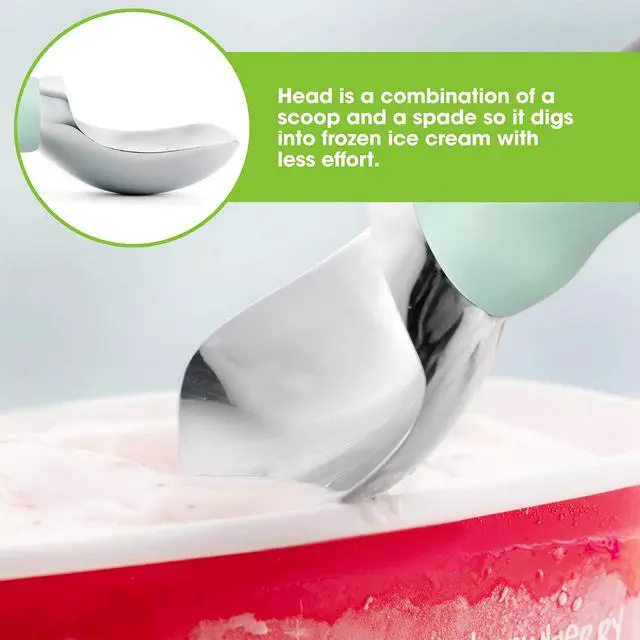 Alt view image 5 of 7 - Stainless Steel Ice Cream Scoop with Soft Grip Handle, Mint