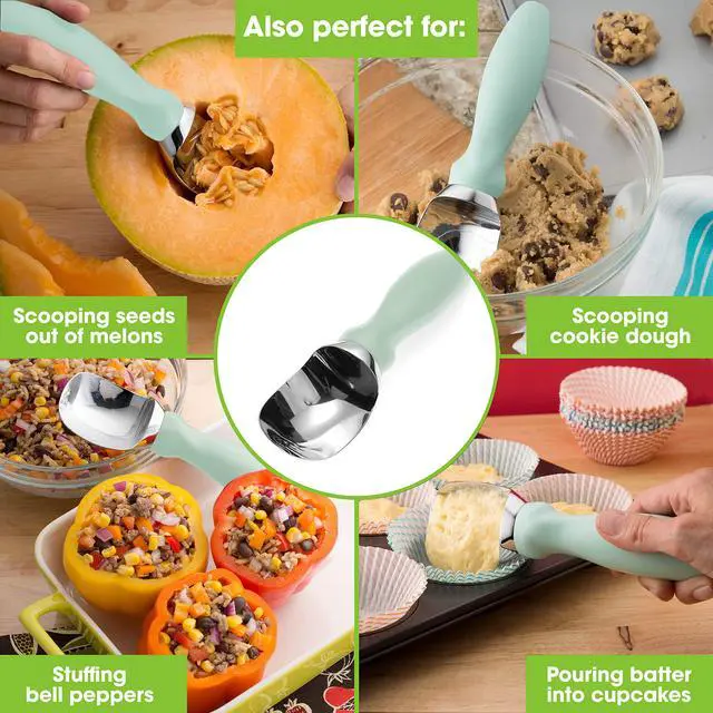 Alt view image 6 of 7 - Stainless Steel Ice Cream Scoop with Soft Grip Handle, Mint
