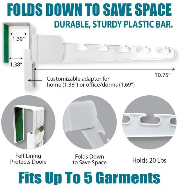 Alt view image 2 of 7 - Over The Door 2-Pack Organizer for Clothes Hangers, Space-Saving Cascading Hanger Hooks, White