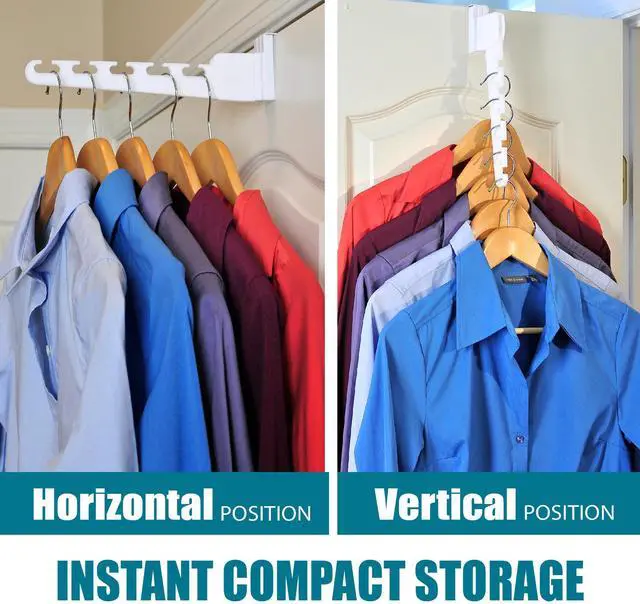 Alt view image 6 of 7 - Over The Door 2-Pack Organizer for Clothes Hangers, Space-Saving Cascading Hanger Hooks, White