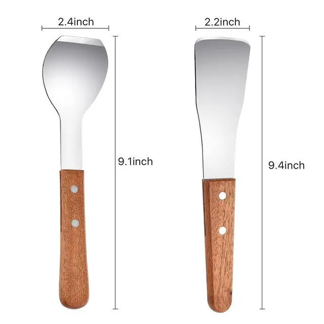 Alt view image 2 of 7 - 2 Pieces Ice Cream Scoop, Stainless Steel Ice Cream Shovel with Wooden Handle Metal Dessert Spade Butter Blade Cook Cake Scraper for Kitchen Party Wedding