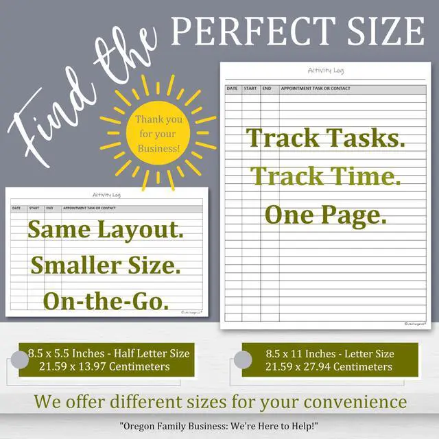 Alt view image 2 of 7 - Activity Log Notepad for Work, Daily Time Tracking Log Book with Task & Notes, 60 Pages, 8.5 x 11 Letter, Portrait