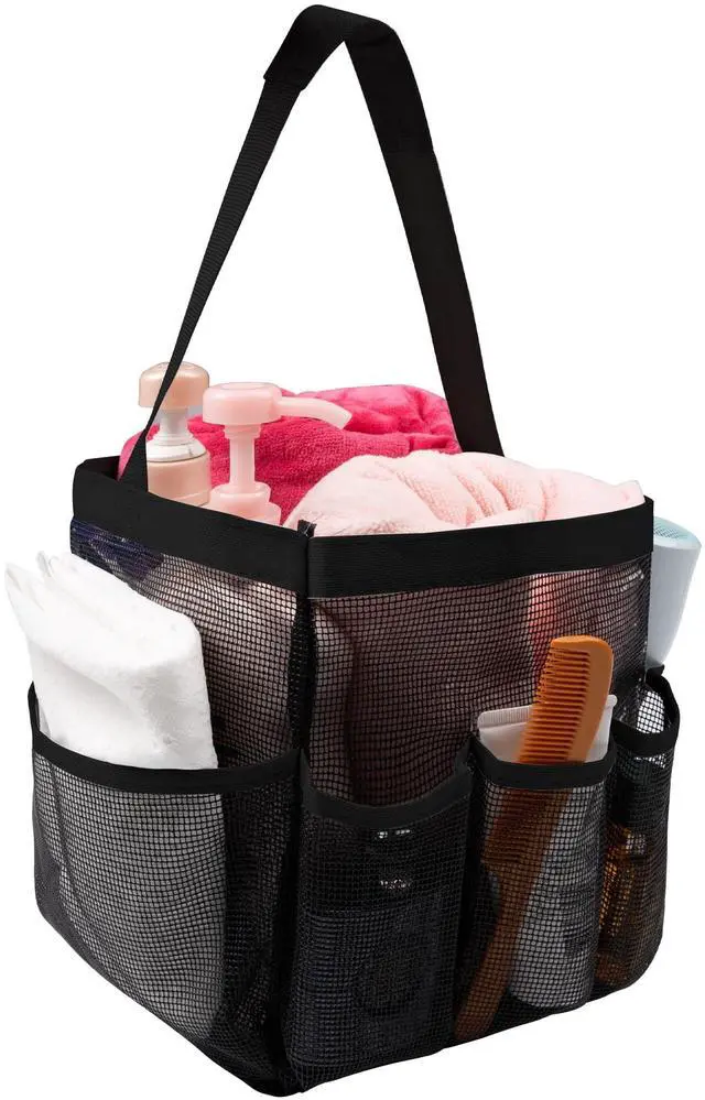 Main image of Mesh Shower Caddy Bathroom Portable College Dorm Essentials for Girls Guys Shower Tote Beach Camp Travel Hanging Toiletry Bag Black