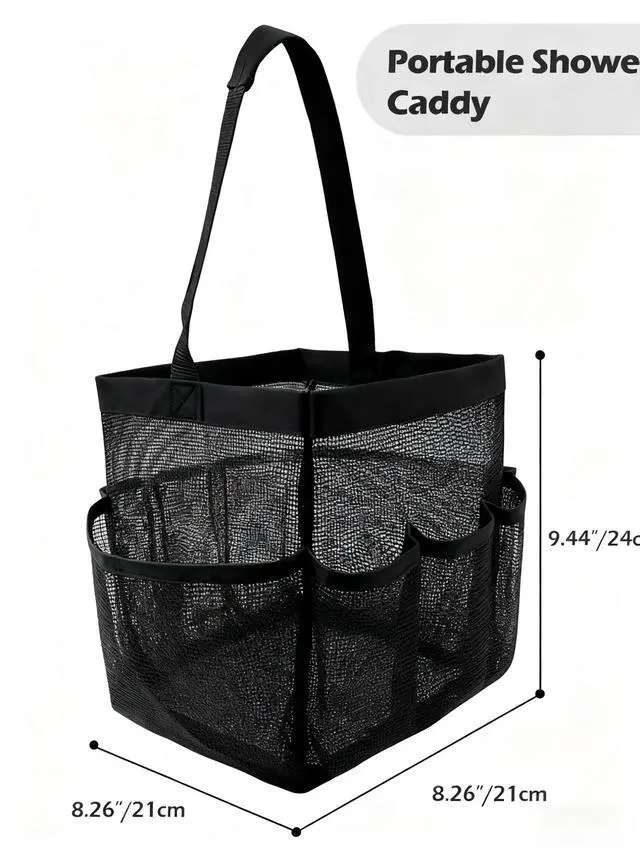 Alt view image 2 of 6 - Mesh Shower Caddy Bathroom Portable College Dorm Essentials for Girls Guys Shower Tote Beach Camp Travel Hanging Toiletry Bag Black