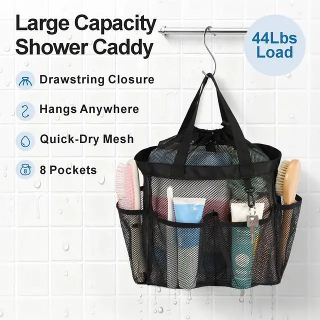Alt view image 6 of 7 - Mesh Shower Caddy Portable with Drawstring - 2-Handle Shower Bag for Dorm