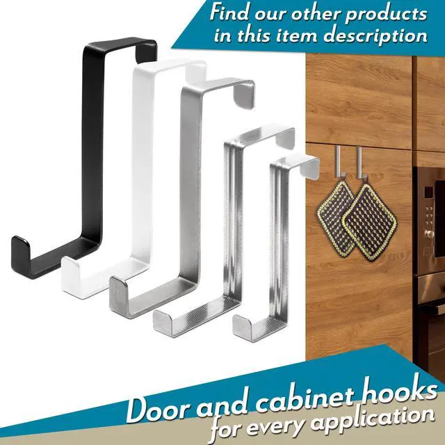 Alt view image 4 of 4 - Over The Door Hooks, 5 + 5 Pack - Stainless Steel Coat Hanger, Towel Holder 2-Sided of 1 3/8" & 1 3/4", Heavy Duty - Hooks for Hanging with Anti-Scratch Pads, Wreath Hanger with Anti-Slip Dots