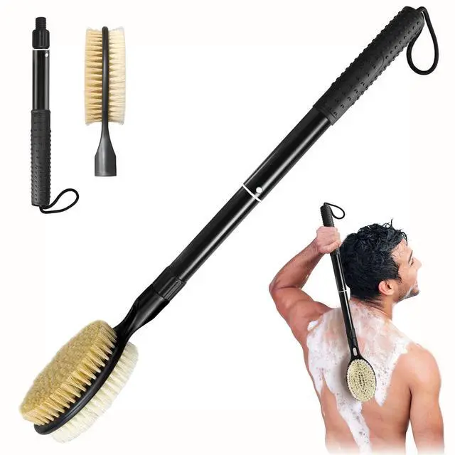 Main image of Back Scrubber with Soft and Stiff Bristles, 17''-25'' Long Handle Dual-Sided Shower Brush for Body for Deep Cleaning