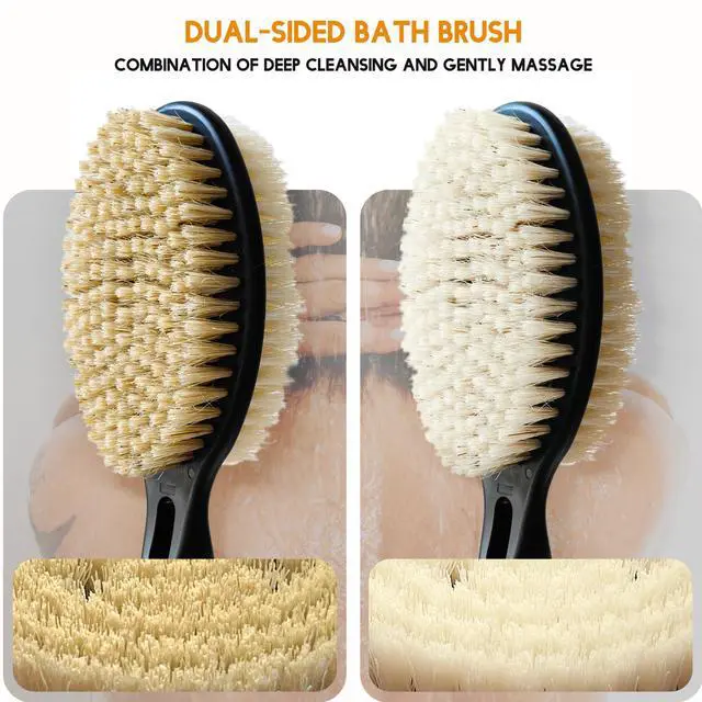 Alt view image 3 of 7 - Back Scrubber with Soft and Stiff Bristles, 17''-25'' Long Handle Dual-Sided Shower Brush for Body for Deep Cleaning