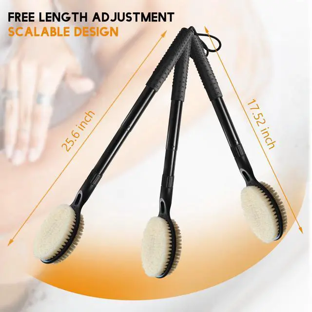 Alt view image 5 of 7 - Back Scrubber with Soft and Stiff Bristles, 17''-25'' Long Handle Dual-Sided Shower Brush for Body for Deep Cleaning