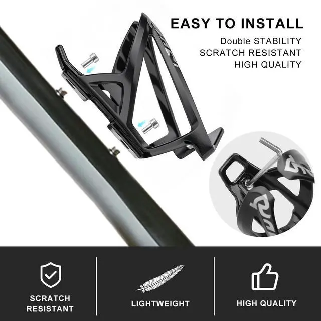 Alt view image 2 of 7 - Bike Water Bottle Holder,Ultra-Light Bike Cup Holder with Screws,Bike Accessories for Adults& Kids,Cycling Bike Water Bottle Cages for Road, Mountain Bike (Black-2Pcs)