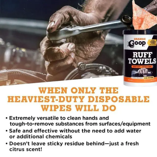 Alt view image 4 of 7 - Orange Heavy Duty Ruff Towels with Scrubbing Power, 10 x 12 Dual Textured Multi-Purpose Cleaning Wipes, Removes Dirt, Grease, Oil, 72 Count