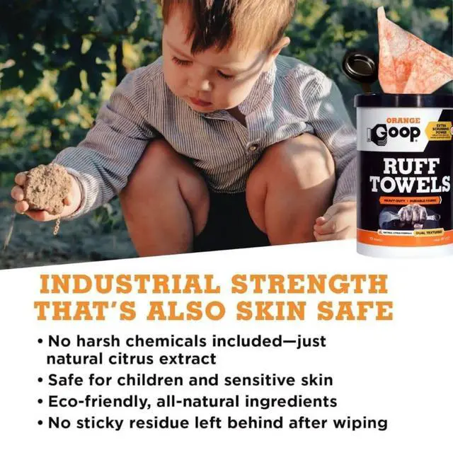 Alt view image 5 of 7 - Orange Heavy Duty Ruff Towels with Scrubbing Power, 10 x 12 Dual Textured Multi-Purpose Cleaning Wipes, Removes Dirt, Grease, Oil, 72 Count