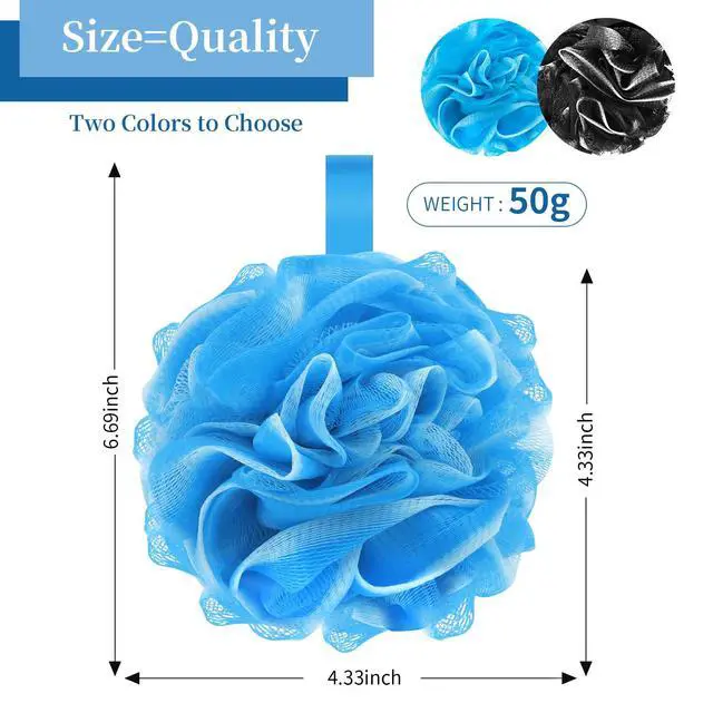 Alt view image 2 of 7 - Bath Loofah Sponge Back Scrubber Shower Sponge Soft Mesh Exfoliator Pouf Shower Ball Bath Sponges for Women and Men Bath Accessories