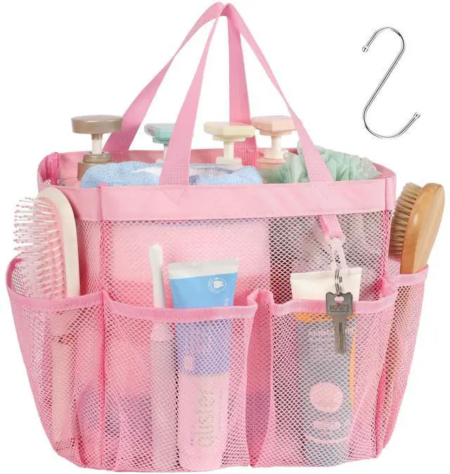 Main image of Mesh Shower Caddy Portable - 8 Pockets, S-Hook, Shower Bag for Dorm Camping