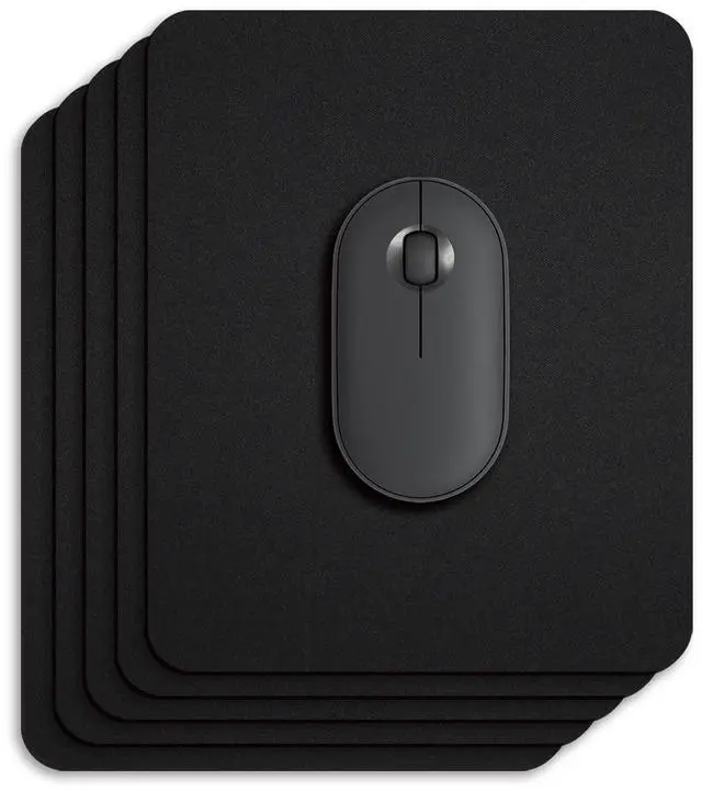 Main image of 5 Pack Small Mouse Pad with Waterproof Surface, Basic Computer Mousepad for Desk, Compact Size 8.5 x 7 Inches, Non-Slip Rubber Base, Black