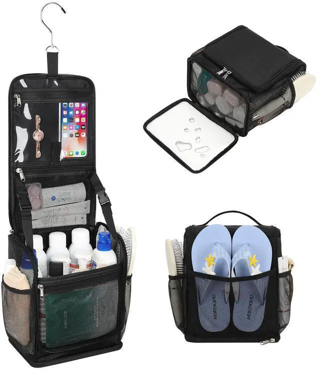 Main image of Mesh Shower Caddy Portable, Toiletry Bags for Travel, Hanging Shower Organizer Tote Bag for College Dorm Students Girls Boys, Dry and Wet Separation with Metal Hook