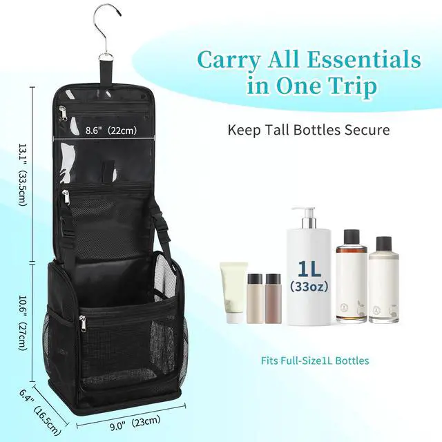 Alt view image 3 of 7 - Mesh Shower Caddy Portable, Toiletry Bags for Travel, Hanging Shower Organizer Tote Bag for College Dorm Students Girls Boys, Dry and Wet Separation with Metal Hook