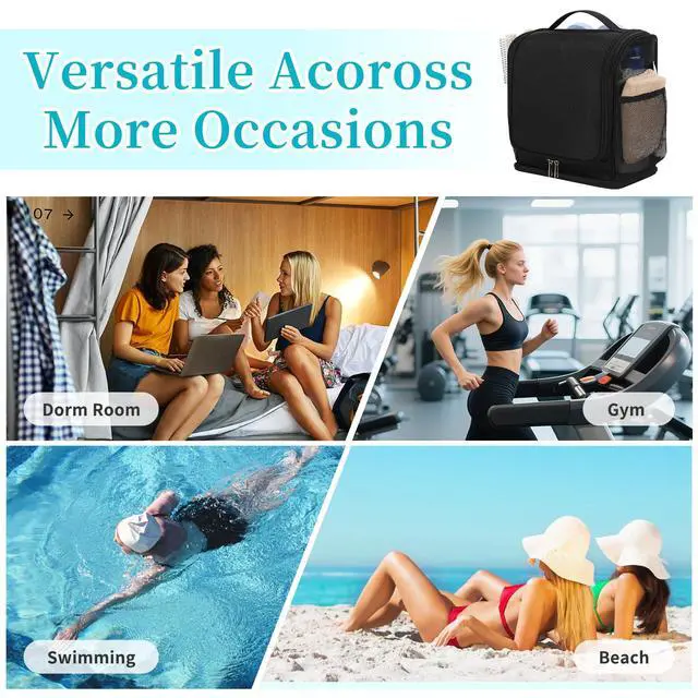 Alt view image 7 of 7 - Mesh Shower Caddy Portable, Toiletry Bags for Travel, Hanging Shower Organizer Tote Bag for College Dorm Students Girls Boys, Dry and Wet Separation with Metal Hook