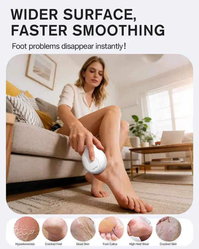 Alt view image 2 of 7 - Glass Pumice Stone, Foot File Callus Remover for Feet, Professional Foot Scrubber for Dead Skin & Cracked Heels Premium Pedicure Tools with Anti-Slip Handle and Protective Cover - White
