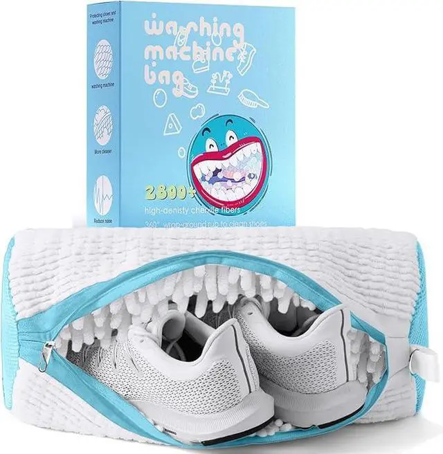 Main image of XXL Shoe Washing Machine Bag, Laundry Shoe Bag for Washer and Dryer, Laundry Shoe Bag Protect Sneaker, Running Shoes, Bras, Delicates and Toys, Includes 2 Shoes (White 1 Pack)