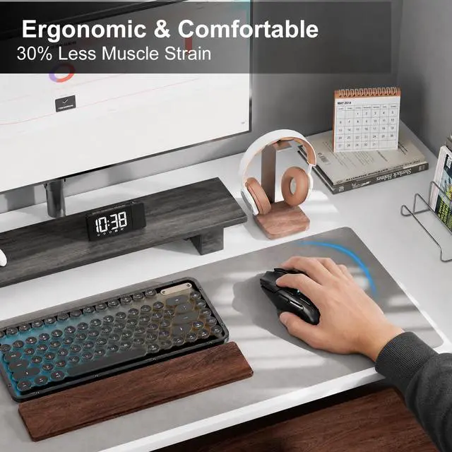 Alt view image 7 of 7 - Ergonomic Wireless Mouse, 6 Adjustable DPI Up to 12800, 3-in-1 Multi Connection(BT5.0& Wired &2.4G Wireless Programmable Silent Click Bluetooth Mouse for Laptop PC Gaming Office