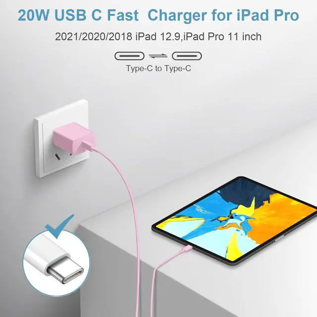 Alt view image 6 of 7 - iPhone Charger, Fast Charging USB Type C ,Charge Block for iPhone 16,16 Plus, 16 Pro Max, 15, 15 Pro Max, iPad Pro/AirPods , Pink