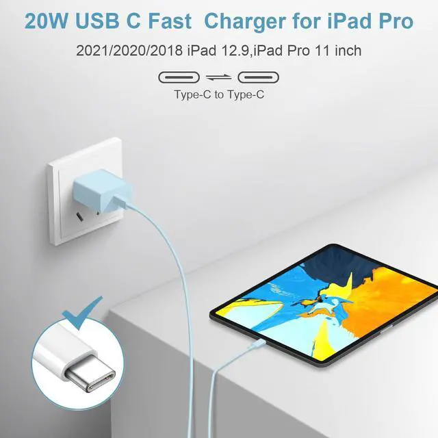 Alt view image 6 of 7 - iPhone 17 16 15 Charger Fast Charging Type C Chargers USB C Charger Block iPhone Air Chargers with 2 Pack 6FT Cable for iPhone 17/17 Plus/17 Pro Max/16/16 Plus/16 Pro Max/15 Pro Max/iPad Pro(Blue)
