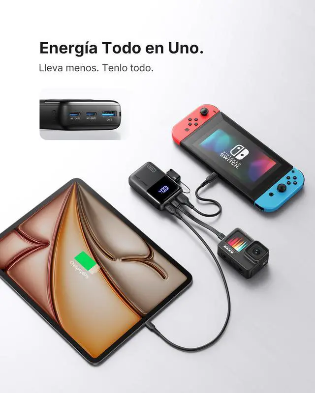 Alt view image 4 of 7 - Portable Charger, Ultra Mini 10000mAh 45W Fast Charging with Detachable Cable, Flight-Safe Travel USB C Power Bank External Phone Battery Pack for Xiaomi iPhone 17 16 Samsung S26 Google iPad etc