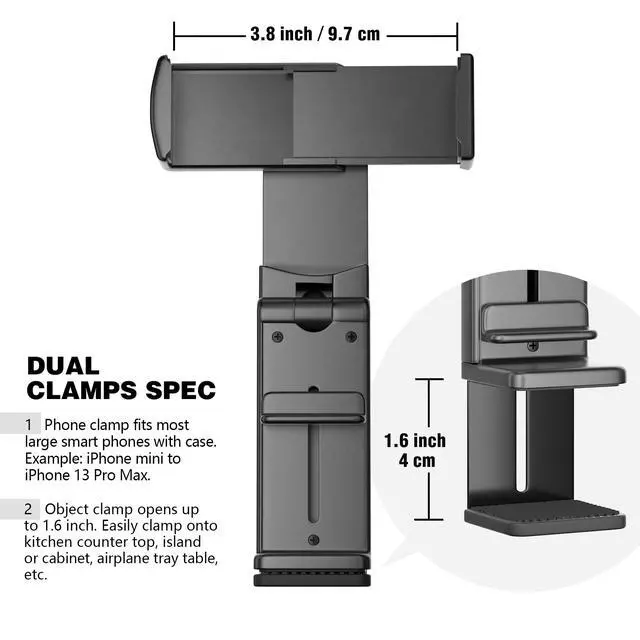 Alt view image 5 of 7 - Universal in Flight Airplane Phone Holder Mount. Hands Free Viewing with Multi-Directional Dual 360 Degree Rotation. Pocket Size Must Have Airplane Travel Essential Accessory for Flying