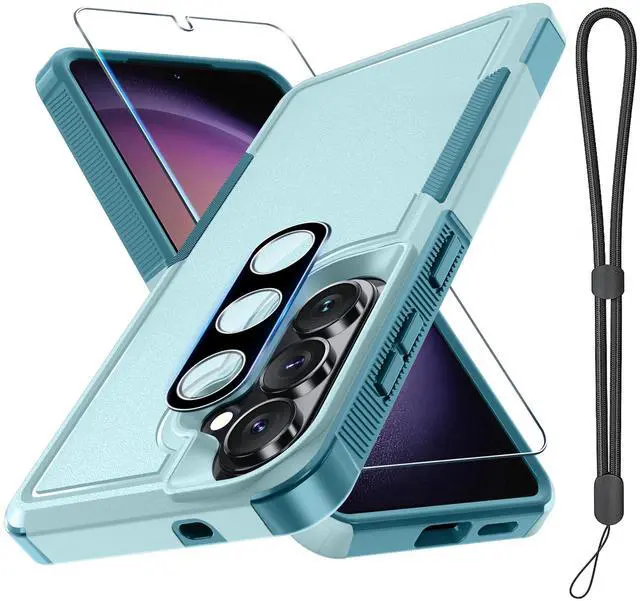 Main image of for Samsung Galaxy S26 Case with Screen Protector+Camera Lens Cover,Military Grade Heavy Duty Shockproof Phone Cover with Wrist Lanyard Strap for Samsung S26,Mint Green