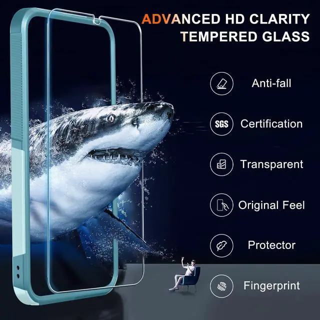 Alt view image 6 of 7 - for Samsung Galaxy S26 Case with Screen Protector+Camera Lens Cover,Military Grade Heavy Duty Shockproof Phone Cover with Wrist Lanyard Strap for Samsung S26,Mint Green