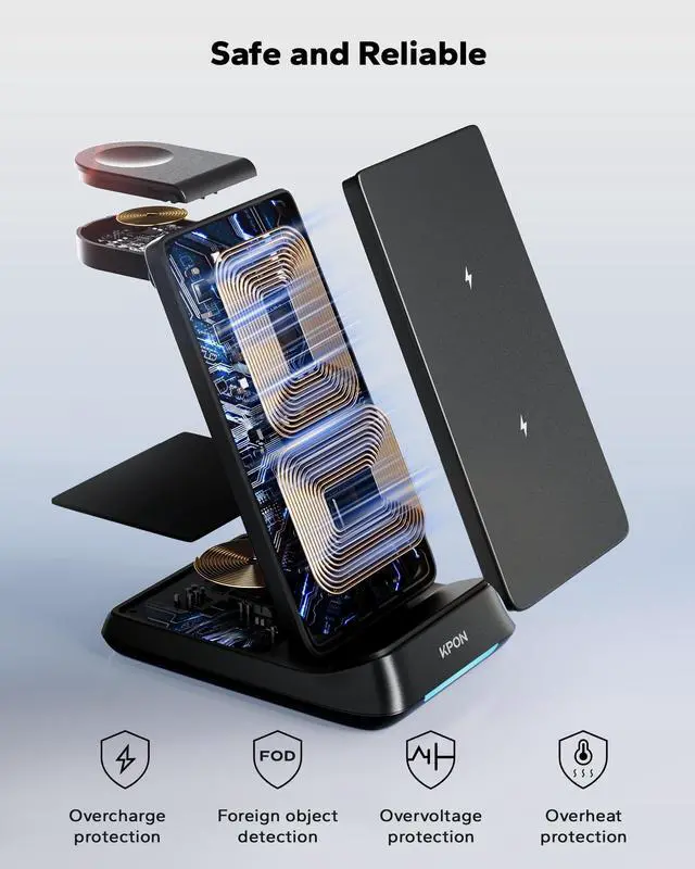 Alt view image 5 of 7 - 3 in 1 Charging Station for Samsung, Wireless Charger for Thick Cases, Foldable Phone and Watch Charger Stand for Galaxy S26/S25/S25 Ultra/S24/Z Fold/Android Devices, Galaxy Watch and Earbuds