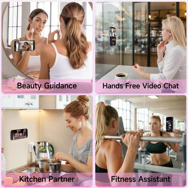 Alt view image 6 of 6 - 4Pack Silicone Suction Phone Case Mount, Silicon Adhesive Smartphones Stand Sticky, Hands-Free Phone Accessories Holder for Selfies and Videos (Black & White & Translucent & Light Pink)