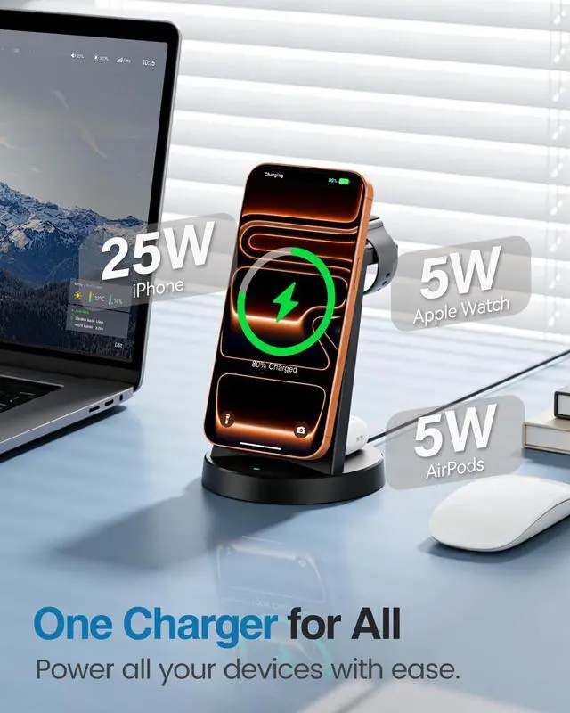 Alt view image 6 of 7 - MagSafe Charger 25W Magnetic 3-in-1 Wireless Charging Station for Apple
