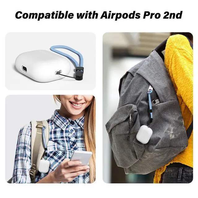Alt view image 2 of 6 - Lanyard Compatible with Airpods Pro 2 Loop Adjustable Hand Wrist Nylon Strap, Lanyard for Cell Phone/Camera/Switch/iPods Pro 2nd/Airpods 1/2nd/3rd/Pro Case, Light Blue