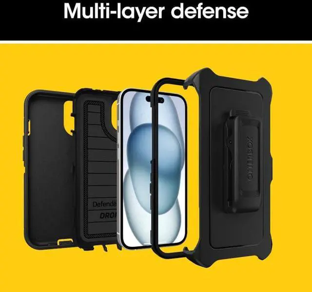 Alt view image 6 of 7 - for iPhone 17e & iPhone 16e (Only) - Defender Series Case - Black - Screenless - Rugged & Durable - with Port Protection - Holster Clip Includes - Microbial Defense Protection